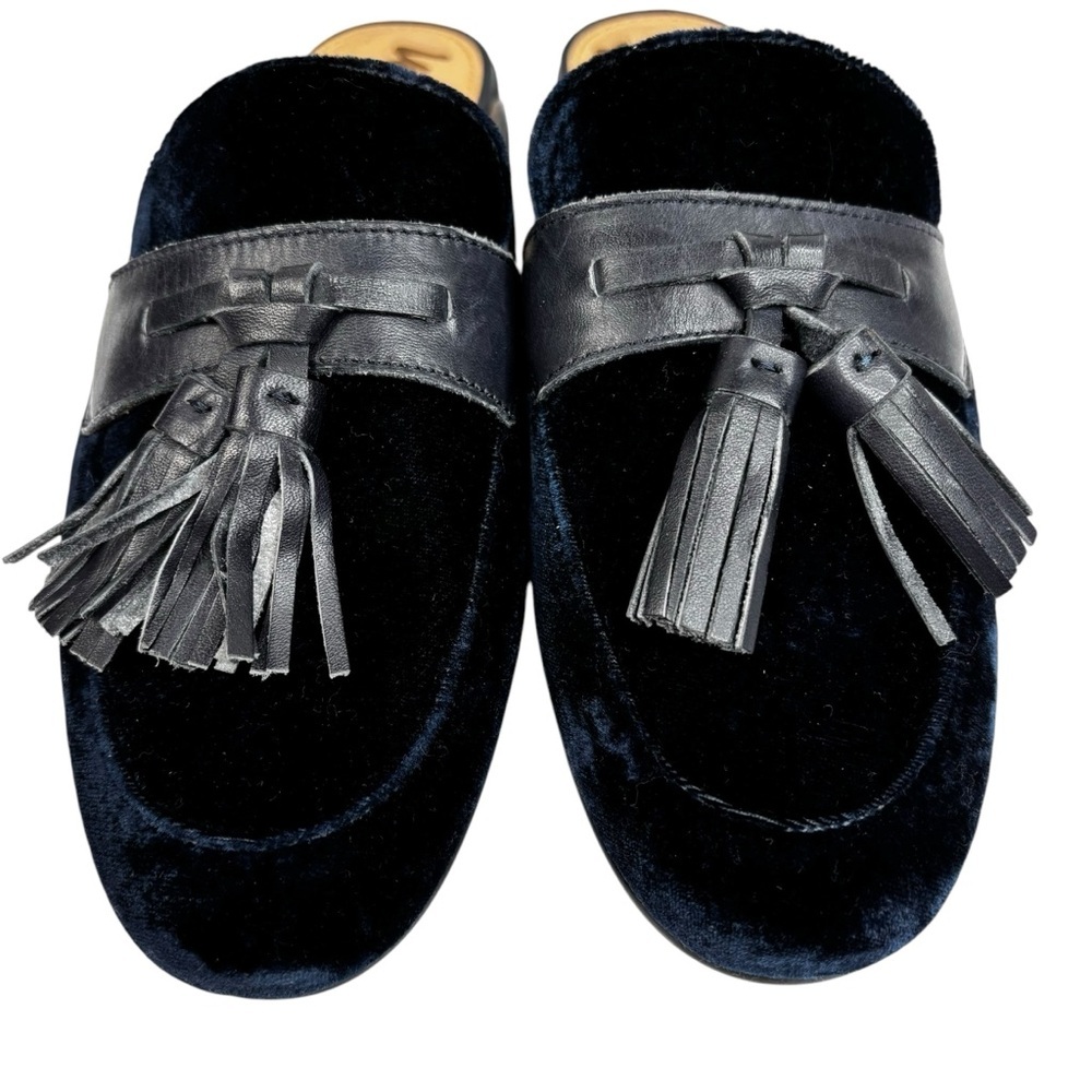 New Sam Edelman Dark Navy Leather Loafers Slip On Low Heel Tasseled Size 6 - Picture 12 of 14